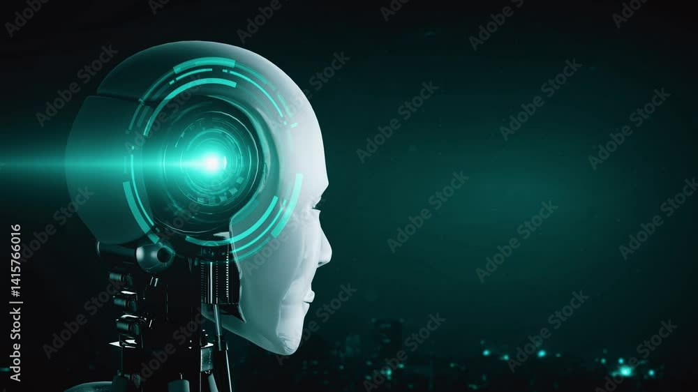 Poster future financial technology controll by ai robot huminoid uses machine learning and artificial intel