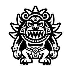 A solid style icon of aztec monster tattoo