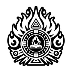 A solid style icon of sacred fire symbol