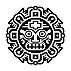 A glyph style icon of aztec circle tattoo