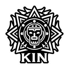 A glyph style icon of aztec king symbol