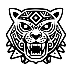A glyph style icon of jaguar head tattoo © creativestall