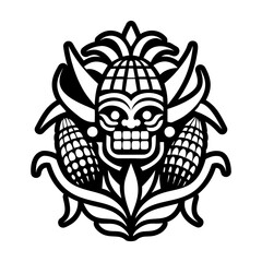 A solid style icon of maize god symbol
