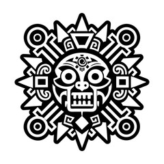 A glyph style icon of nahua god tattoo