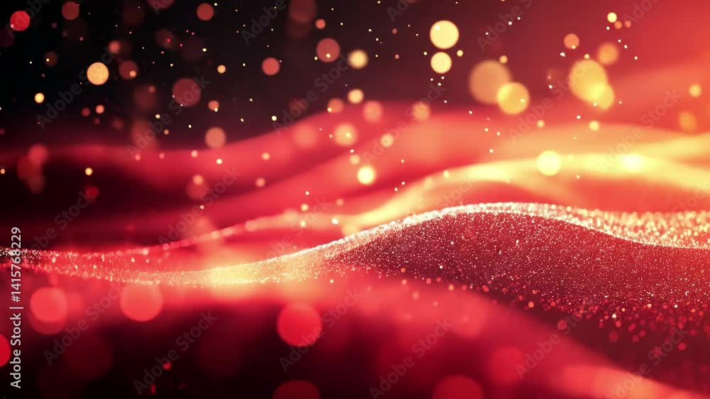 Poster flowing red particles create an abstract liquid wall texture in dynamic motion, redparticles flowing