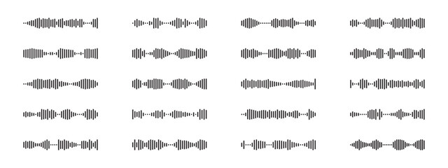 Audio spectrum analyzer icon set. Vector elements for music player, podcasts, mobile voice message, streaming
