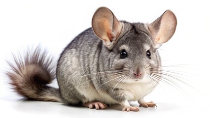 Obraz premium long tailed chinchilla isolated on white background