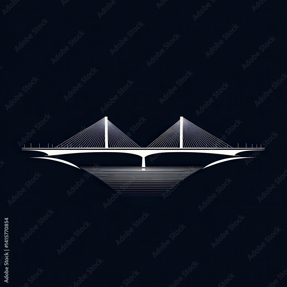 Poster abstract logo design representing a bridge structure, showcasing sleek lines and modern aesthetics i