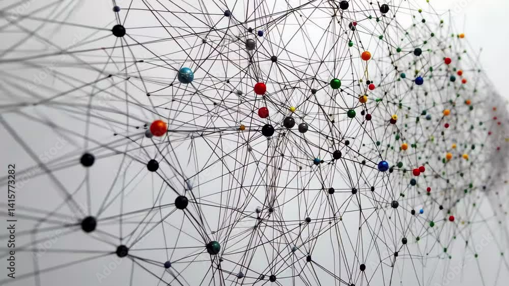 Poster network of connections illustrating interactions between different spots and nodes in a creative dis