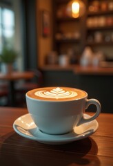 high quality coffee cup beautiful latte art craftsmanship gourmet beverage craft espresso barista, foam, cream, brown, white, table, ceramic, steam, drink