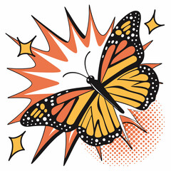 Monarch Butterfly – Comic Style Explosion Background