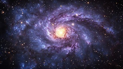 Fototapeta premium Beautiful swirling galaxy with vibrant colors and bright stars in the vast universe, showcasing the wonders of outer space.