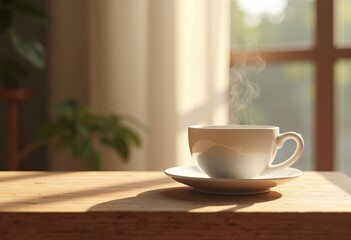 minimalist coffee cup rustic wooden table simple design home decor aesthetic cozy modern, ceramic, beverage, nature, interior, craft, texture, brown, white