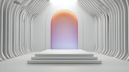 Fototapeta premium Empty White Archway Stage With Gradient Light