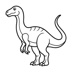 Black and White Illustration of a Dinosaur for Educational Use