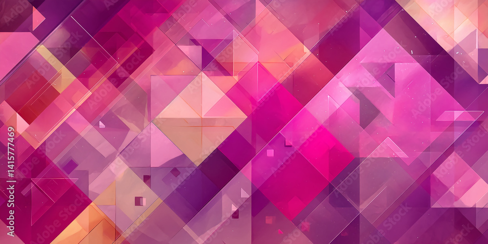 Poster Abstract geometric pattern with overlapping pink and purple hues, creating depth and visual interest. This modern and stylish design is ideal for digital backgrounds, graphic design projects, or conte
