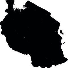 Tanzania Country Map, Black Silhouette Vector Illustration