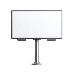 Blank white street billboard stand with metal pole for outdoor advertising isolated on transparent background