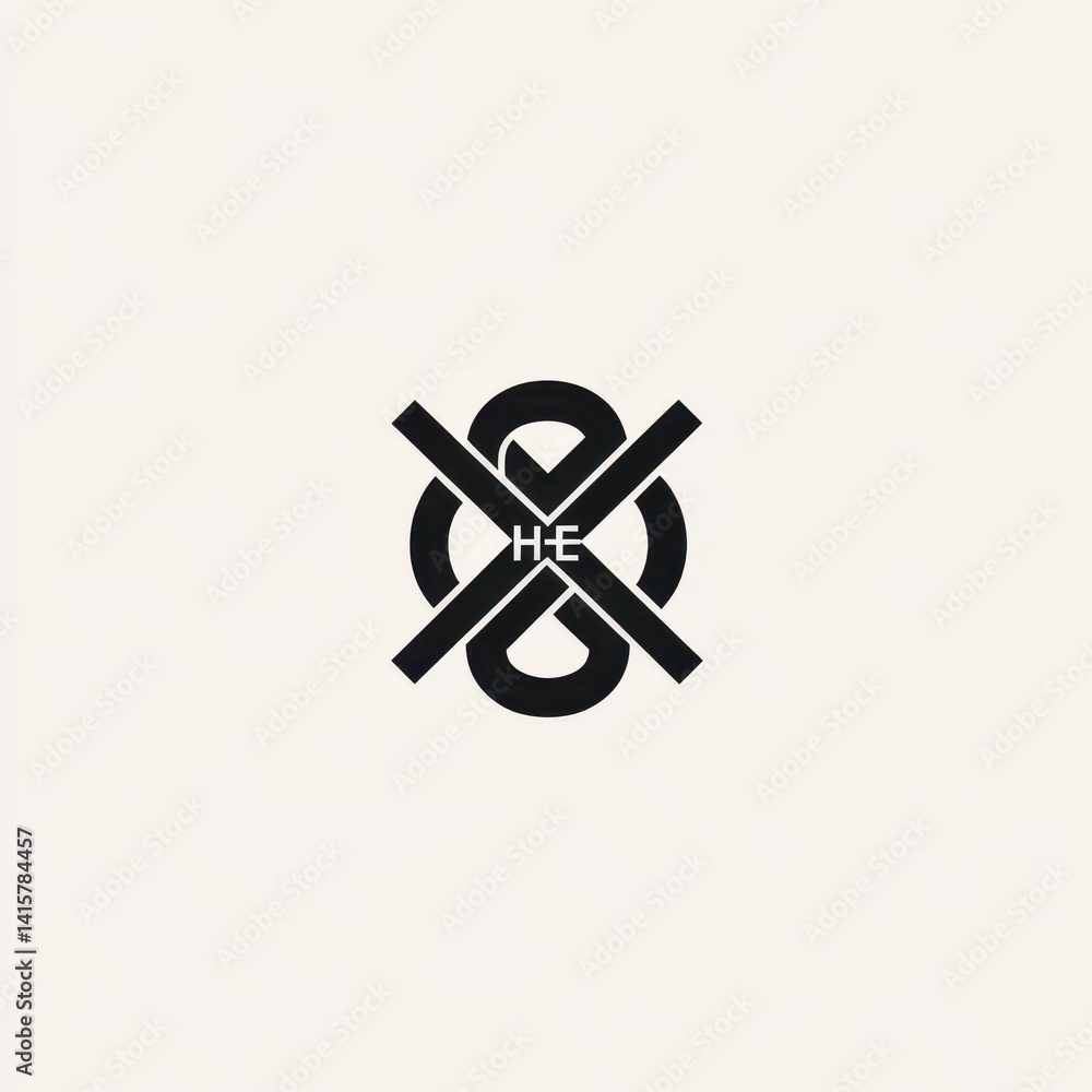 Poster unique abstract logo design featuring intertwined shapes and letters for creative branding and ident
