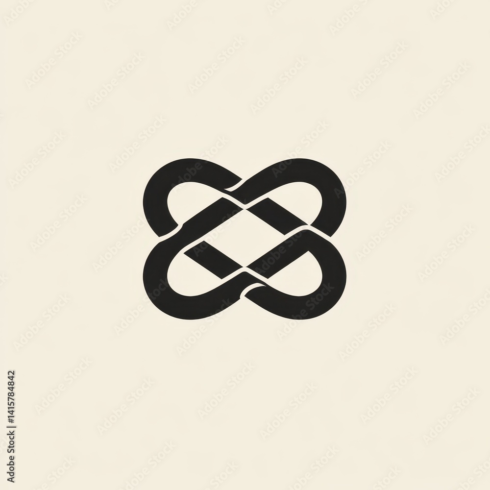 Poster dynamic abstract logo design showcasing seamless continuity and interconnection on a dark background