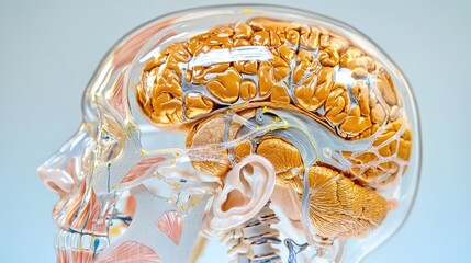 Human brain anatomy illustration detailed neural pathways and structures