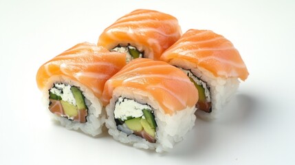 Salmon Sushi Rolls with Rice and Avocado