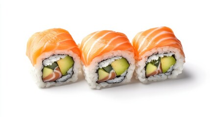 Salmon Sushi Rolls with Rice and Avocado