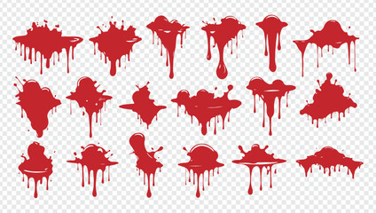 Realistic Drooping Blood PNG. Dripping Red Blood Effect for Horror Designs. High Quality Drooping Blood on Transparent Background