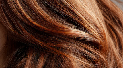 Naklejka premium Auburn hair flowing softly, highlighting natural luster and elegance, ideal for hairstyle and beauty imagery