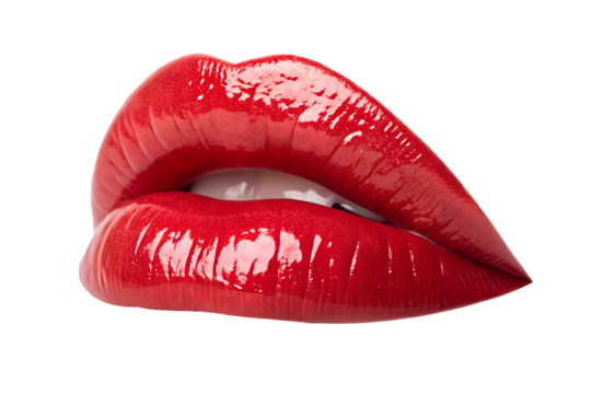 Close-up of Red Lips with Glossy Finish