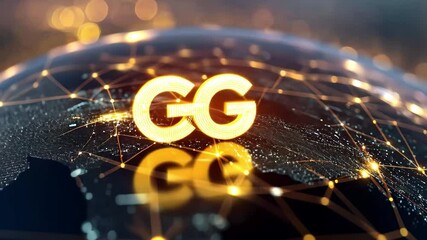 Network of connections visualized with glowing nodes and data processing elements in a digital landscape, 6g text, data processing and network of connections over globe - Powered by Adobe