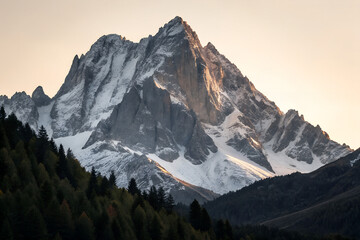 Fototapeta premium Majestic Snow-Capped Mountain Peak