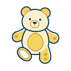 Obraz premium Cute teddy bear icon in yellow and beige on white background