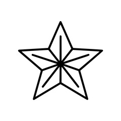 Simple Line Art Christmas Star Icon in Christianity Theme  