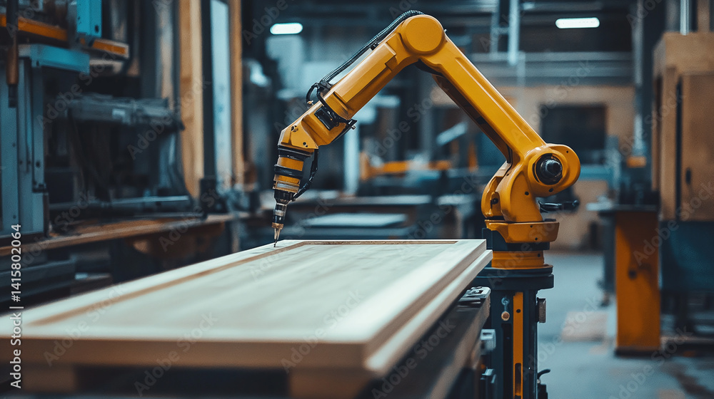 Poster robotic arm assembling custom wooden frame