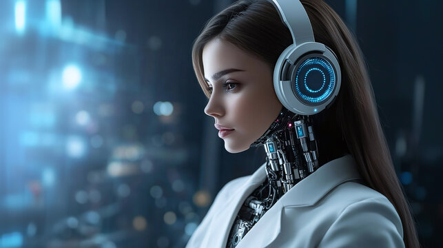 Asistente de tecnolog&iacute;a artificial. Mujer chatbot