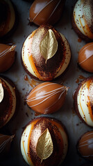 Luxury Chocolate Caramel Domes with Gold Leaf Decoration