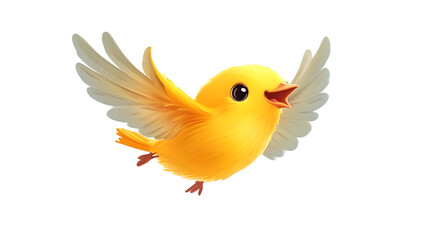 A cheerful yellow bird with outstretched wings perfect for themes of freedom nature and joy