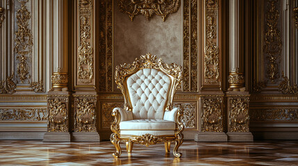 majestic king throne chair on the luxurious room, throne chair