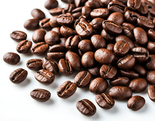 Naklejka premium Isolated Roasted Coffee Beans on White Background