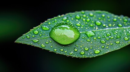 Close-up of a dewy leaf
