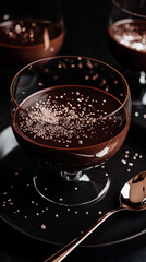 Dark Chocolate Elegance with Sparkling Gold Dust in Glass Coupe