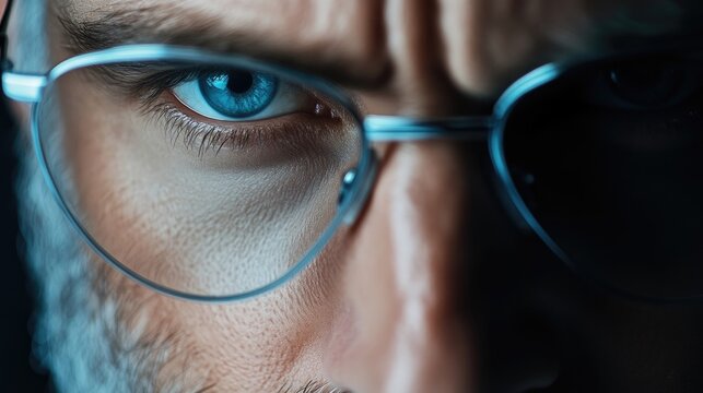 Intense gaze through eyeglasses
