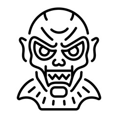 An outline style icon of a possessed mask