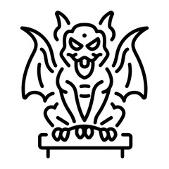 A gargoyle statue icon in linear style 