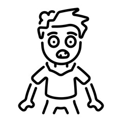 A linear style icon depicting a zombie boy 