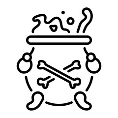 Witch cauldron icon in an outline style 