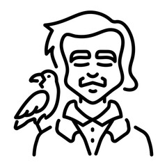 A linear style icon of a gothic character 