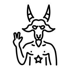 A linear style icon of a Baphomet  