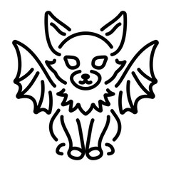 Gothic cat creature icon in linear style 